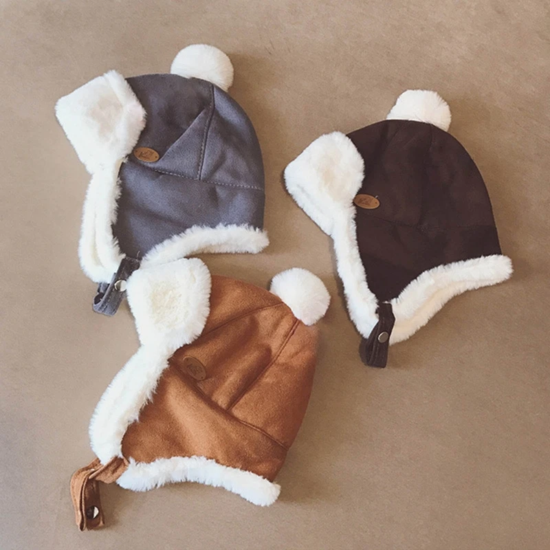 

Toddler Baby Boys Hat Kids Children Ear Flap Muff Winter Warm Adjustable Plush Cap Beanie