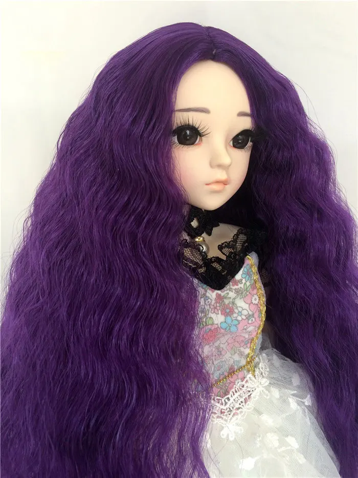 12 only wig 1/3 1/4 1/6 1/8 bjd jd кукольный парик синего и розового цвета с длинными волосами часть лапша быстрого приготовления рулон кукла curl парик аксессуары для куклы - Цвет: 12 only wig