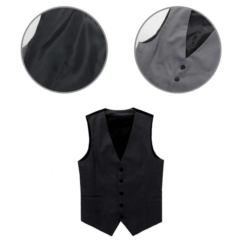 

Sleeveless Great Quick Dry Men Waistcoat Solid Color Spring Waistcoat Thin for Business Trip