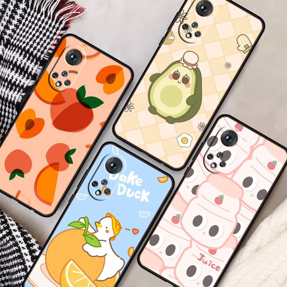 

Cartoon colorful fresh fruit For Honor 50 Pro X20 SE V30 Magic3 Pro+ Play 5T 5G 30 Lite 30i 30S Silicone Soft Black Phone Case
