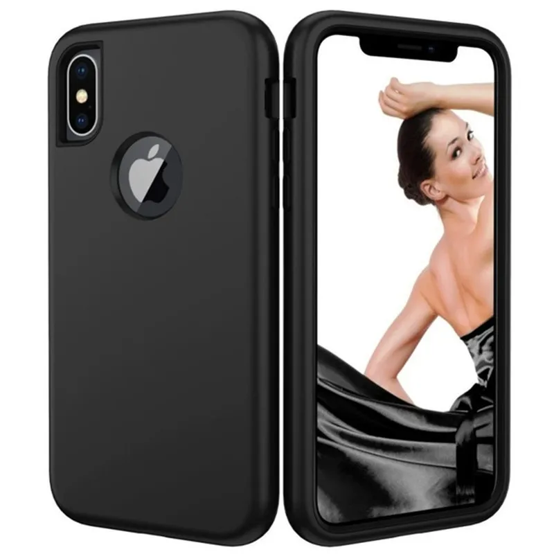 3 in 1 Heavy Duty Armor Shockproof 360 full Protect Case For iPhone X XS MAX XR 8 7 6 6S Plus Hybrid TPU Silicone+ Rubber Case