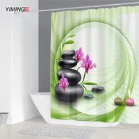 zen quiet spa orchid flower printed shower curtain polyester waterproof home decor shower room with hook 180x200cm