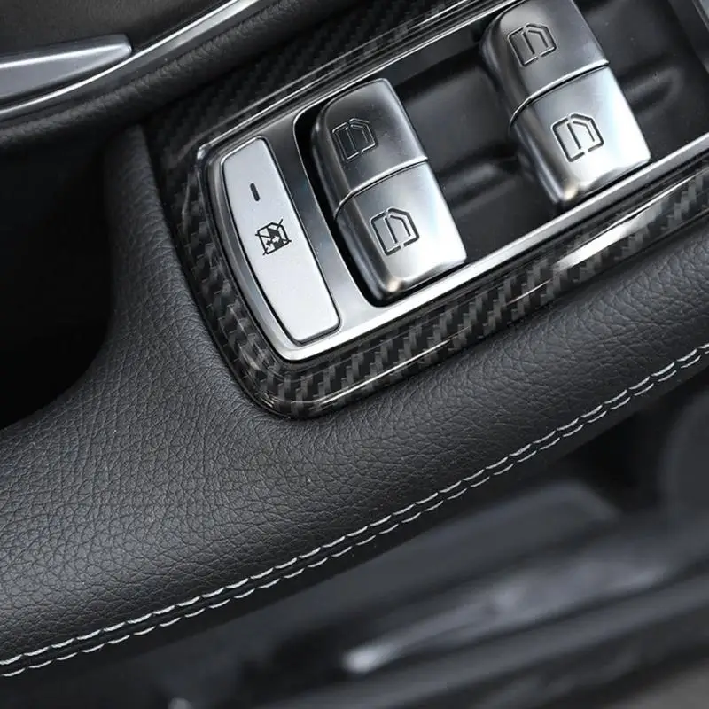 1 set Car Styling ABS Plastic Window Lift Switch Button Cover Trim Carbon Fiber Style for Mercedes Benz C Class W205 | Автомобили и