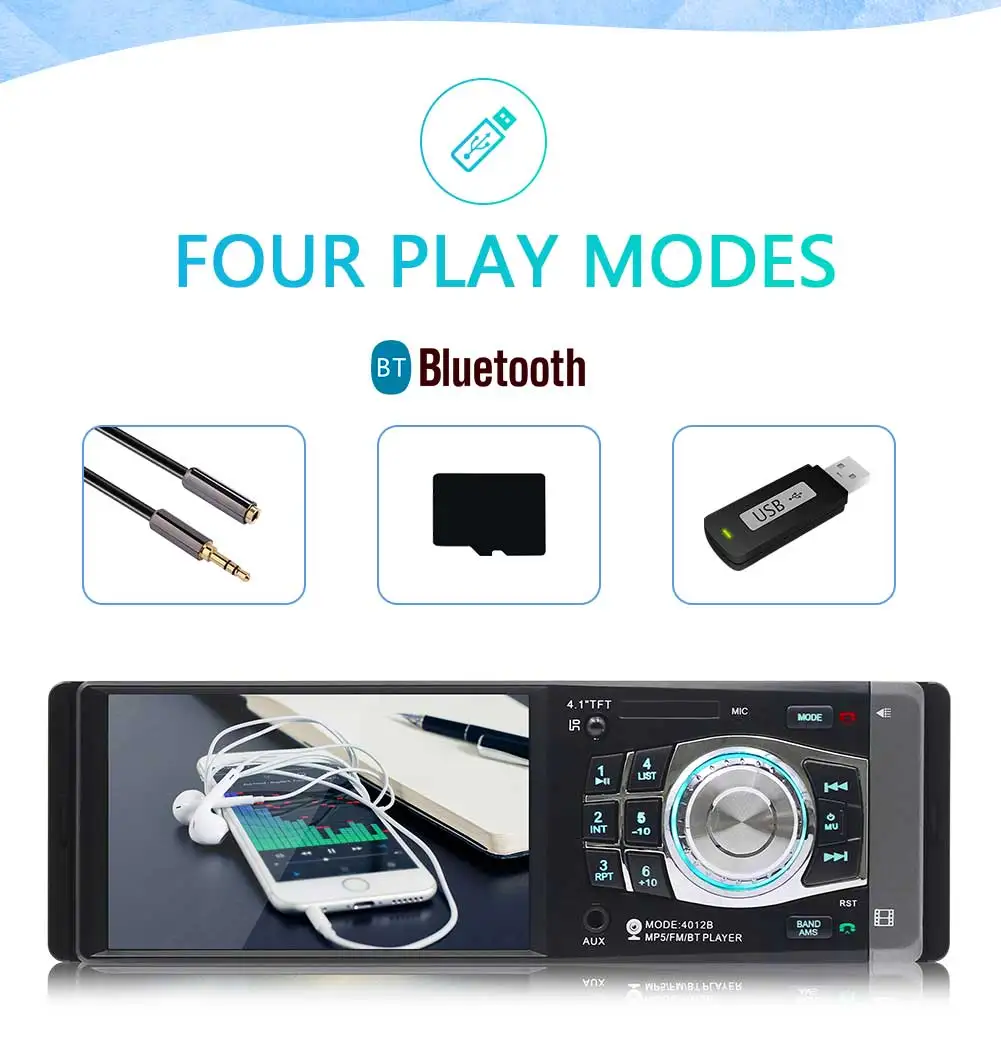 Авторадио 4012B 1 один Din MP3 автомобильный радиоприемник проигрыватель аудио USB AUX FM