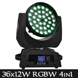 36x12W RGBW 4in1 Светодиодный светильник с подвижной головкой и зумом 36x12 Вт, светильник с эффектом мытья, DJ DMX каналы, профессиональный сценический светильник(4 шт./лот - Цвет: 36x12W RGBW 4in1