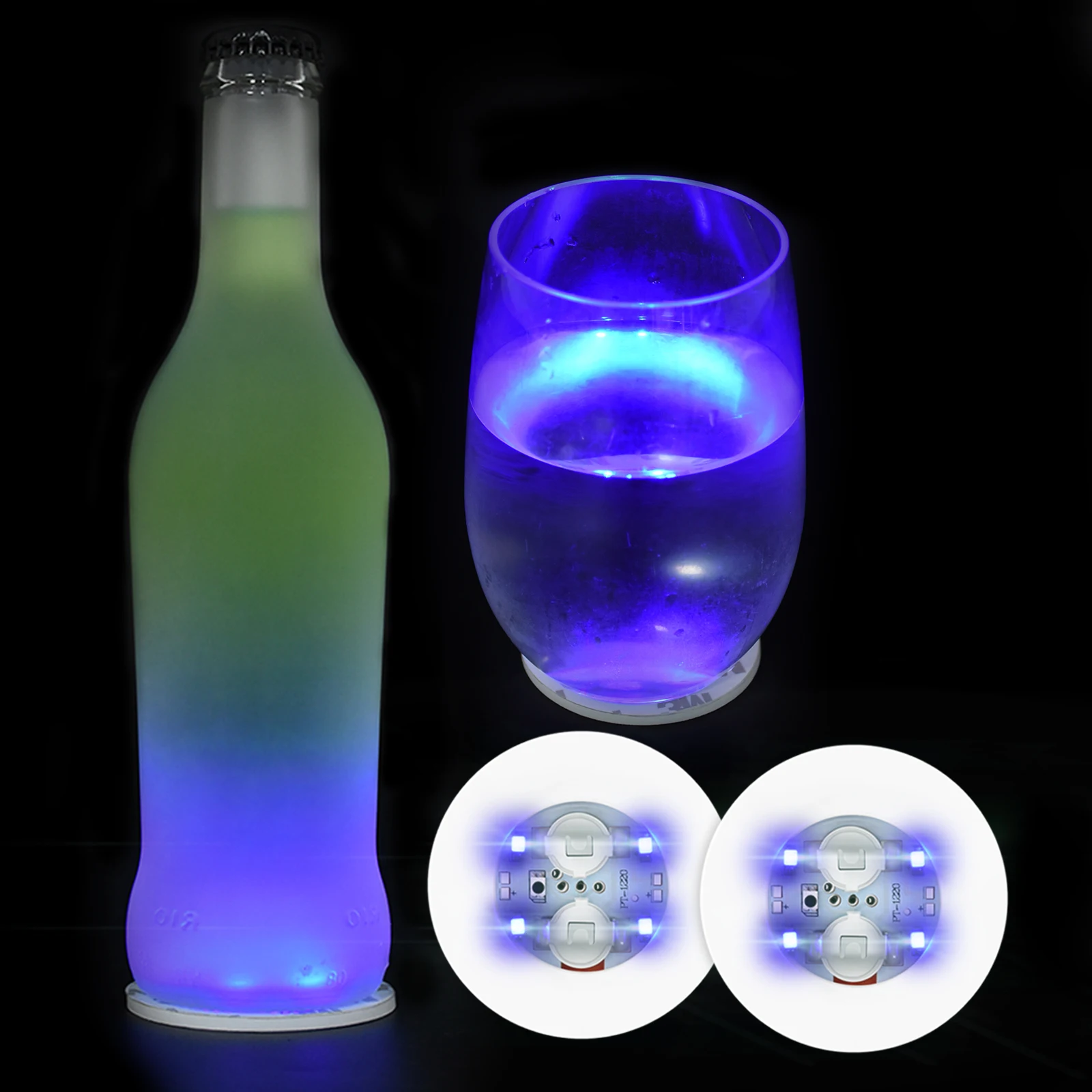 

10pcs Luminous Coaster LED Cocktail Coasters Flashing Glorifier Drink Cup Mat Wine Coaster Lights for Home Bar Wedding