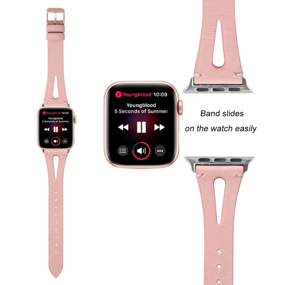 Ремешок из натуральной кожи для Apple Watch Band кожаный сменный Браслет Iwatch 38 мм 44 40 42