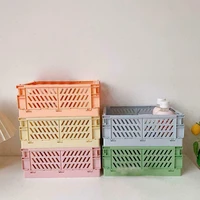 folding plastic organizer collapsible crate baskets desktop sundries cosmetic organizer stackable storage box toys storage case