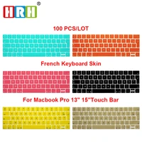 hrh uk french 100pcslot azerty silicone keyboard cover skin for macbook pro 13 a1706 a1989 a2159 pro 15 a1707 a1990 touch bar