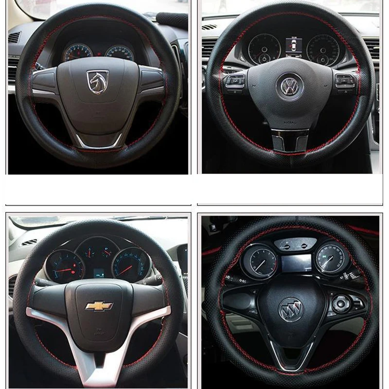 

Hand Sewn Steering Wheel Super Fiber Perforated Hand Sewn Steering Wheel Cover 5 Colors Exquisite Fashion High Qualit
