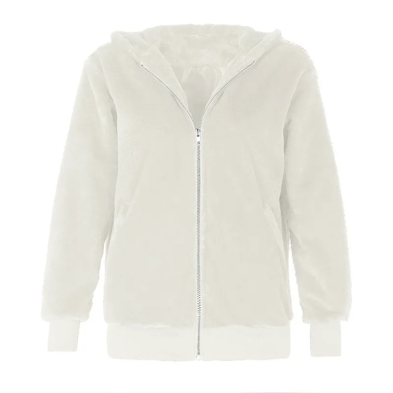 

2020 Autumn Winter Faux Fur Hooded Short Jackets Women Long Sleeve Plush Slim Casual Plus Size Overcoat Female Zipper Warm Coats