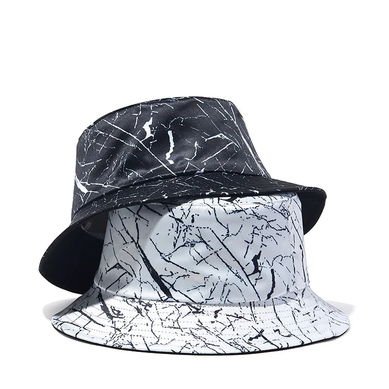 

2021 New Reversible Designer Bucket Hat Men Women Crack Print Bobs Panama Hat Fashion Hip Hop Street Dance Cap Beach Sun Hats