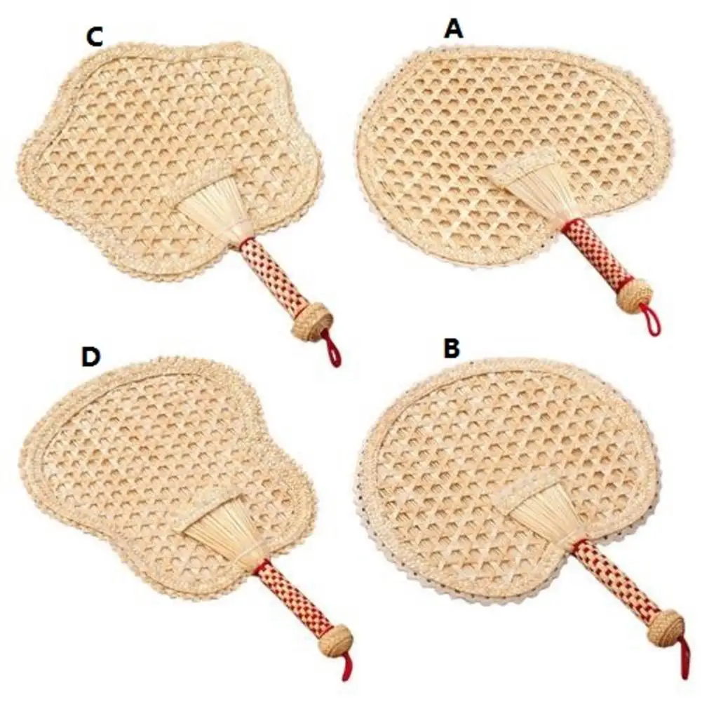1 Pcs Pure Hand-Woven Wheat Straw Fan Old Man Summer Natural Hand Fan Environmentally Friendly Hand-Woven Fan Decoration Heart