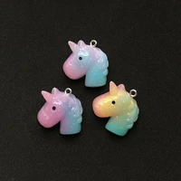 10pcs 32mm25mm cute multicolor resin flatback unicorn charms for necklace keychain pendant diy making accessories
