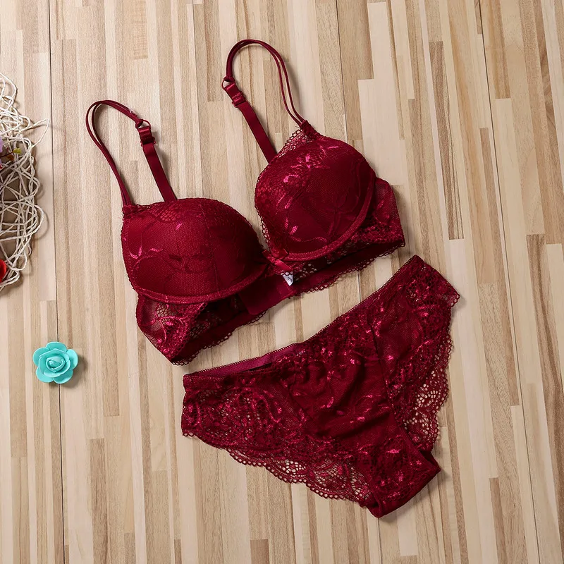 С цветочным узором с подкладкой пуш-ап нижнее белье женские черный белый цвет