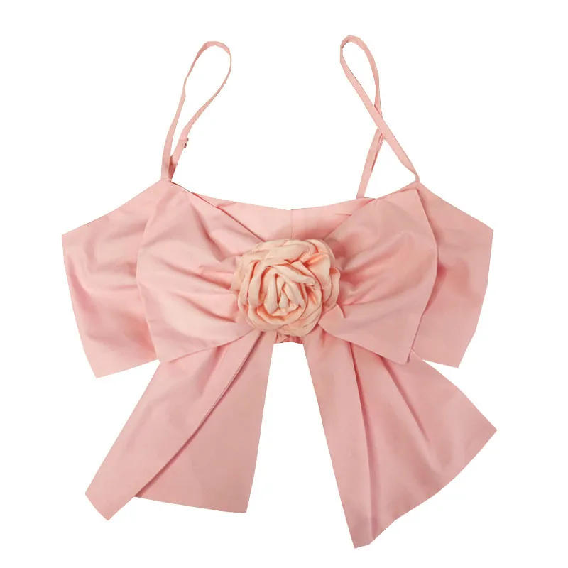 Женская футболка с бантом DEAT Весенняя Сексуальная без бретелек цветочным