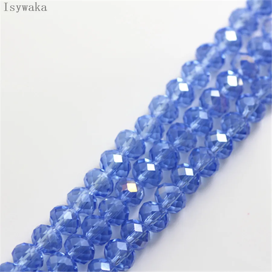 

Isywaka Light blue ab Color 6*8mm 65pcs Rondelle Austria faceted Crystal Glass Bead Loose Spacer Round Bead for Jewelry Making