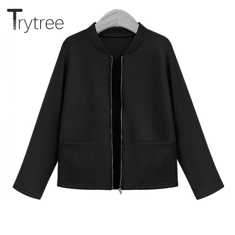 Trytree/2019 осенне зимнее женское повседневное однотонное пальто из полиэстера 3