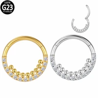 g23 titanium zircon septum nose rings hoop round ball hinged segment ear helix clicker cartilage earring daith piercings jewelry