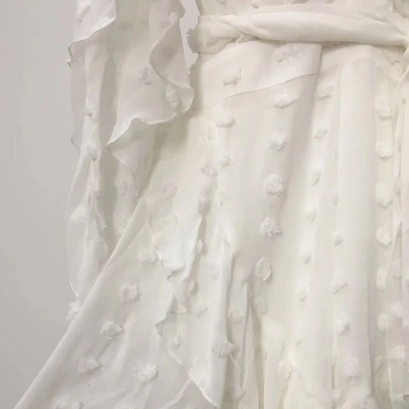 Подиумное Сетчатое лоскутное кружевное платье с оборками в горошек на шнуровке