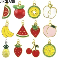 jinglang wholesale enamel charms alloy mixed girl fruit necklace pendant bracelet accessory jewelry making 30 pcs