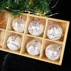 Рождественские украшения в коробке 6 шт.компл., 6 см, белая Снежная елка, шарики-подвески для фотографий