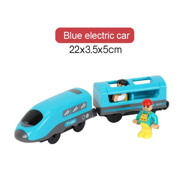 blue Новая игрушка со звуком Электрический магнитный поезд совместим с BRIO деревянный трек четырехцветный Электрический поезд детский трек игрушка - Цвет: blue