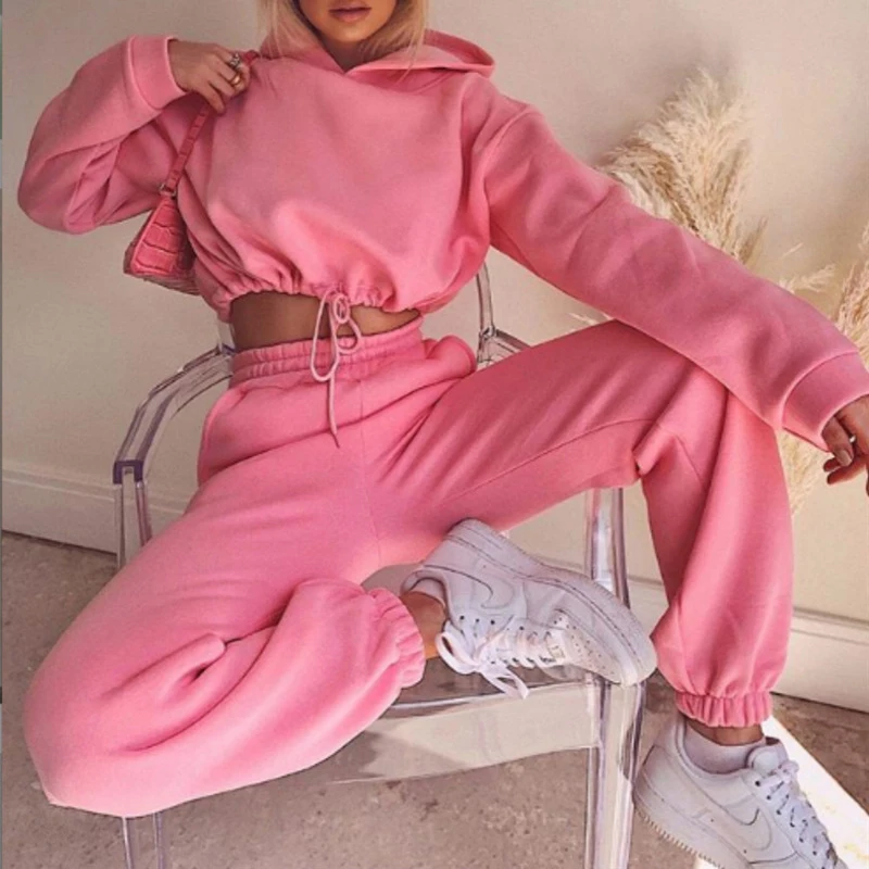 

Women Sets Tracksuit Suit Casual Plus Size Pullovers Hoodies Loose Elastic Pencil Pants Two Piece Set Female 2021 Autumn Winter