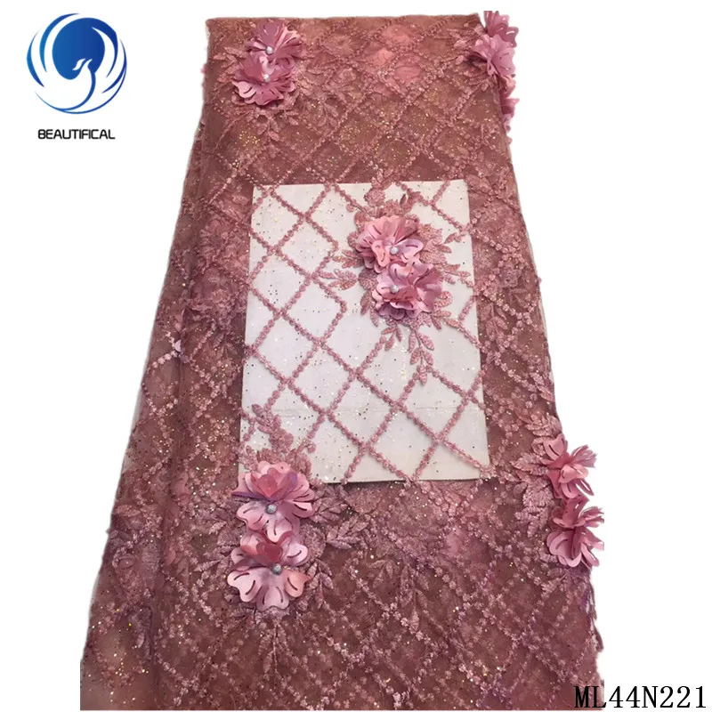 

BEAUTIFICAL African Lace Tulle 3d Flower French Lace Nigerian Wedding Dress Tissu High Quality 3d Laces Fabric 2019 ML44N221