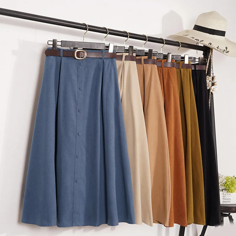 Осенне зимняя замшевая бархатная Женская юбка средней длины элегантная