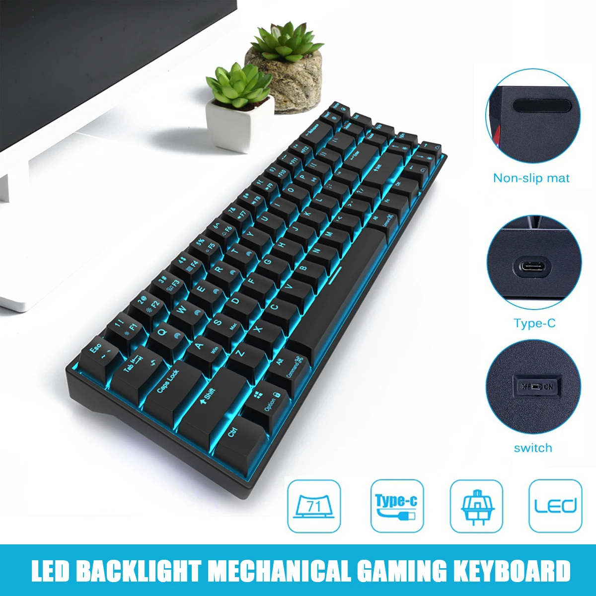 Механическая игровая клавиатура Royal Kludge RK71 с 71 клавишами небольшая беспроводная