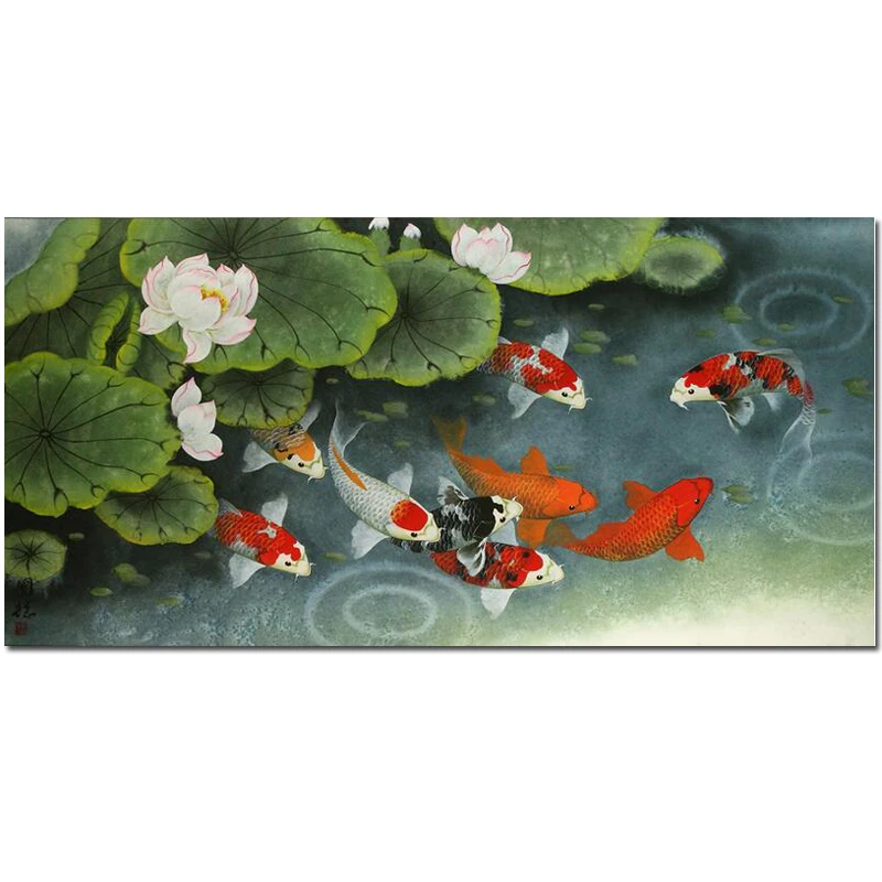 Алмазная 5D картина для рукоделия вышивка крестиком девять Карпов рыба алмазная