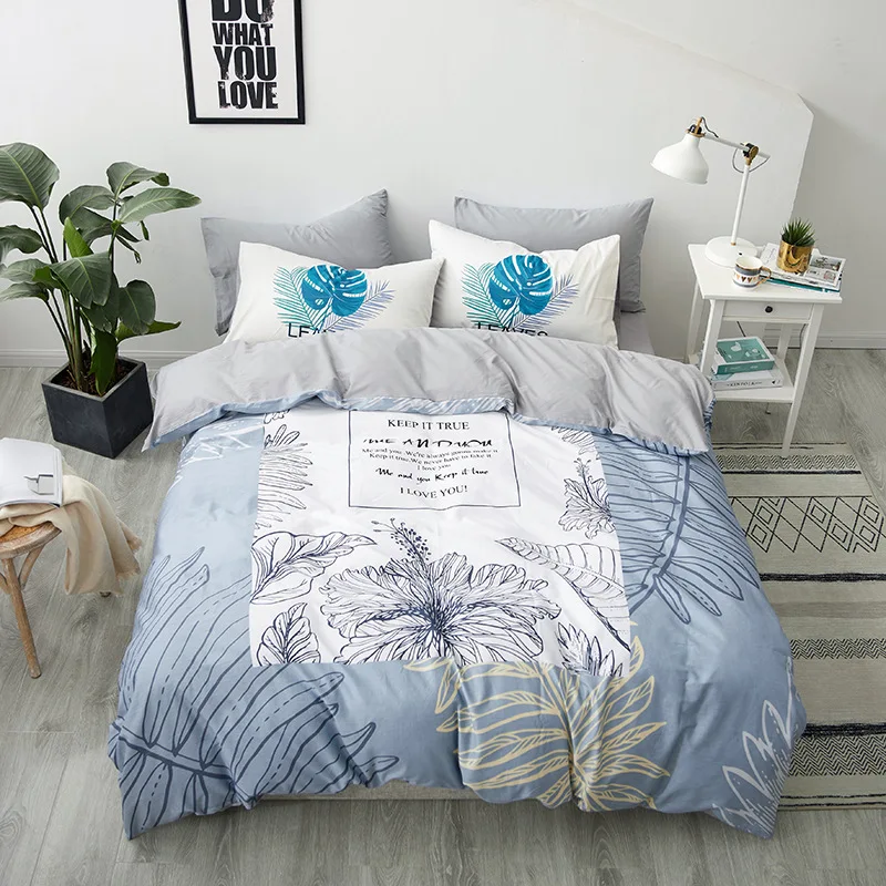 Домашний текстильный Комплект постельного белья с цветочным принтом 100% хлопок