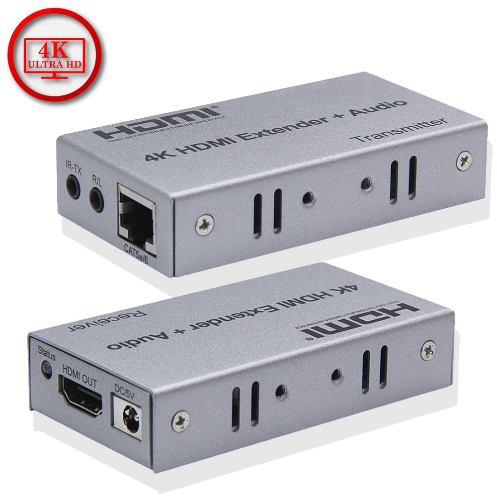 4K HDMI удлинитель 100 м с аудио выходом сигнала по Cat5E CAT6 Ethernet кабель RJ45