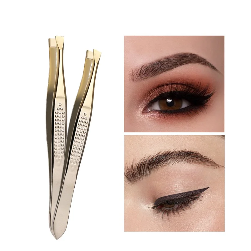 

Silver Eyebrow Tweezers Professional Hair Beauty Slanted Stainless Steel Tweezer
