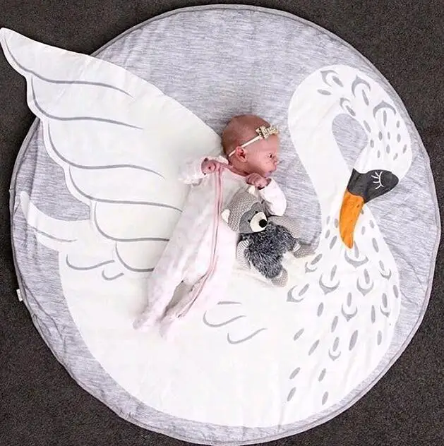 Swan Круглые детские игровые коврики, детский коврик для ползания, Детский ковер, украшение детской комнаты, декор детской комнаты, реквизит для фотосессии, активный игровой коврик для ребенка - Цвет: Swan
