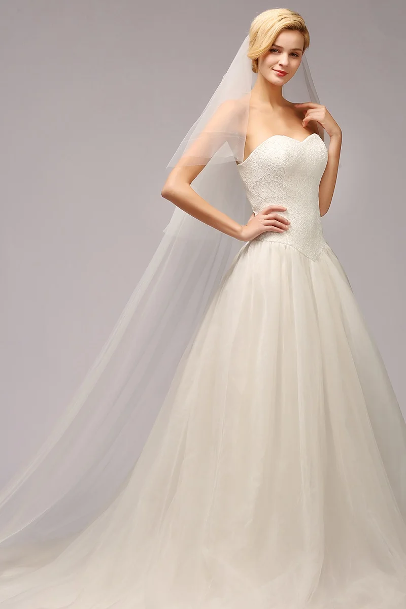 Свадебная вуаль цвета слоновой кости белая Соборная длина 3 м двухслойная