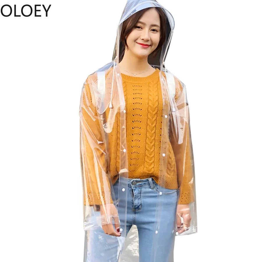 

Transparent Fashion Skin Long Raincoat Adult Hiking Plastic Children Thicken Outdoor Men and Women Climbing Hiking Jacket Women
