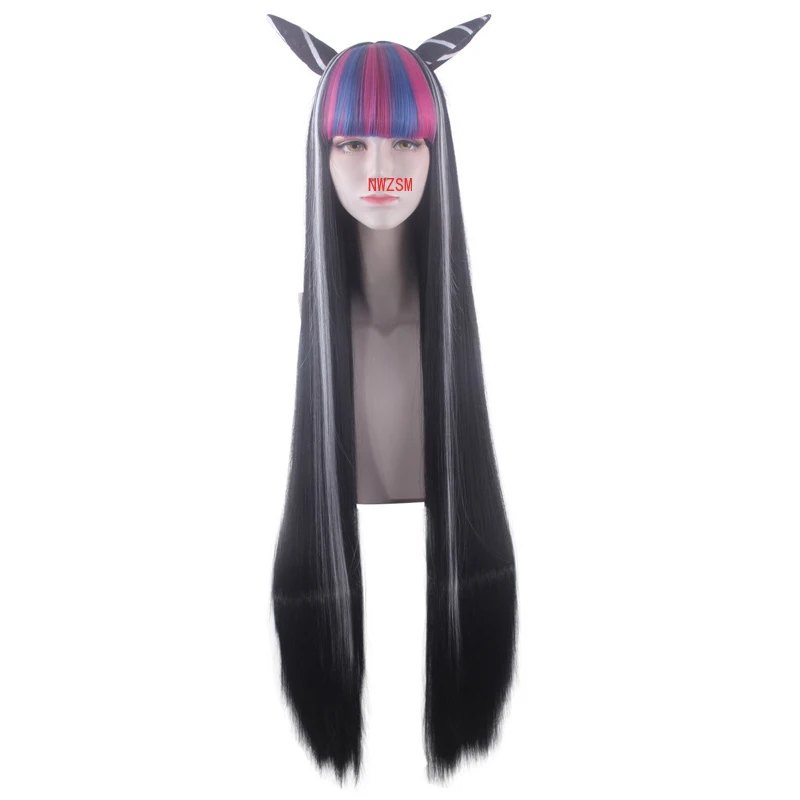 Аниме Danganronpa Mioda Ибуки Косплэй костюм Красочные Devil Рога парик для женщины