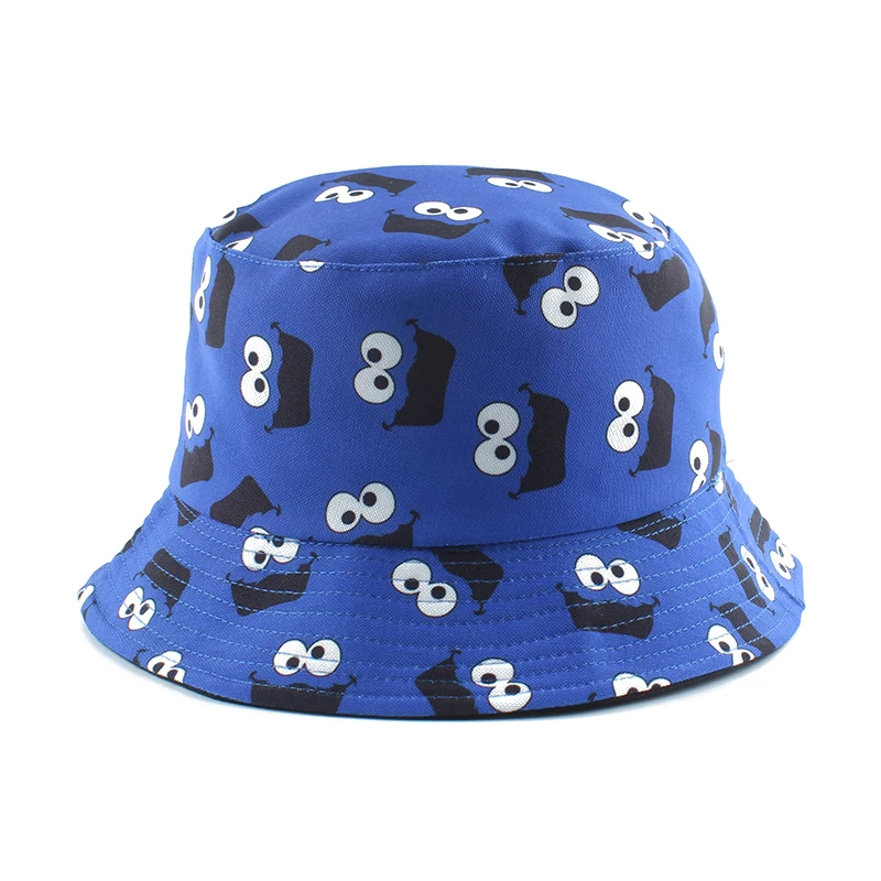 

2020 New Funny Anime Cartoon Bucket Hat Reversible Fisherman Hat Unisex Street Hip Hop Flat Cap Fishing Bob Hat