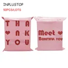INPLUSTOP, 50 шт.лот, розовые курьерские Сумки, плотные, спасибо, пластиковые пакеты, самозапечатывающиеся конверты, почтовый пакет для одежды