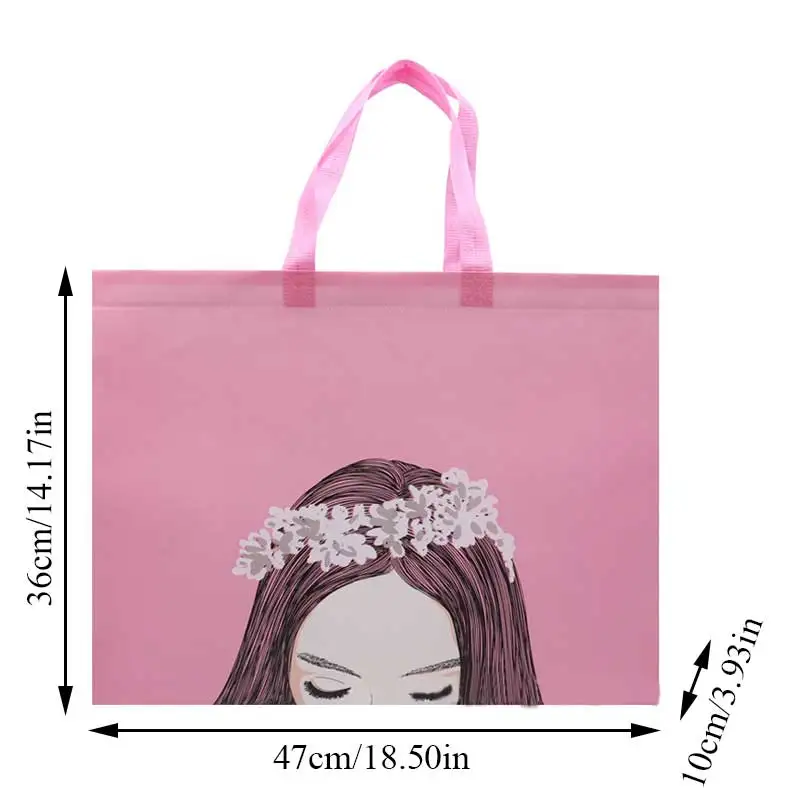 Нетканая розовая милая сумка для покупок девочек многоразовая путешествий