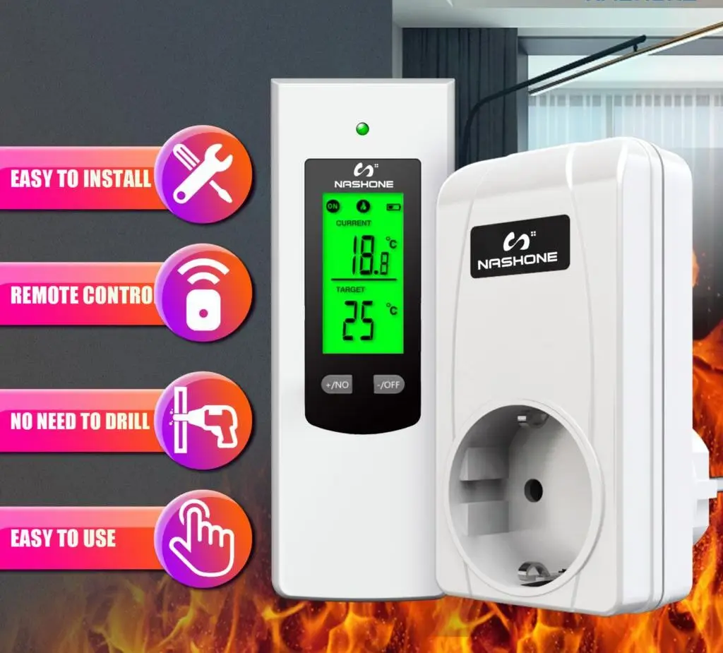 

Light brown room heating thermostat floor controller thermostat 220V socket wireless thermostat eu Gas boiler