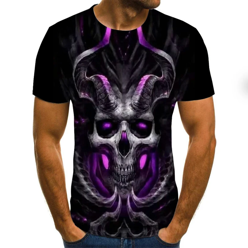 

2020 new Summer Skull pattern print shirt fun Men T-shirt hip-hop clothing short-sleeve T-shirt street clothing 3d printed tops