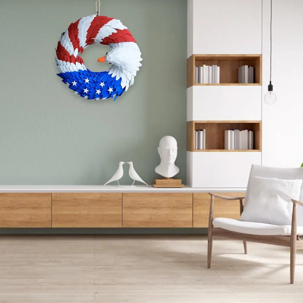 

Дверной венок, американский патриотический венок орла, гирлянда ярких цветов в форме орла, День Независимости, висячий венок для входной дв...