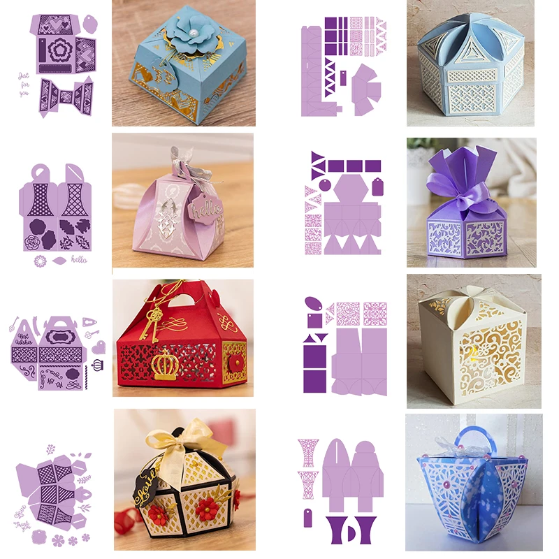 3D набор различных подарочных коробок для конфет металлические резные штампы