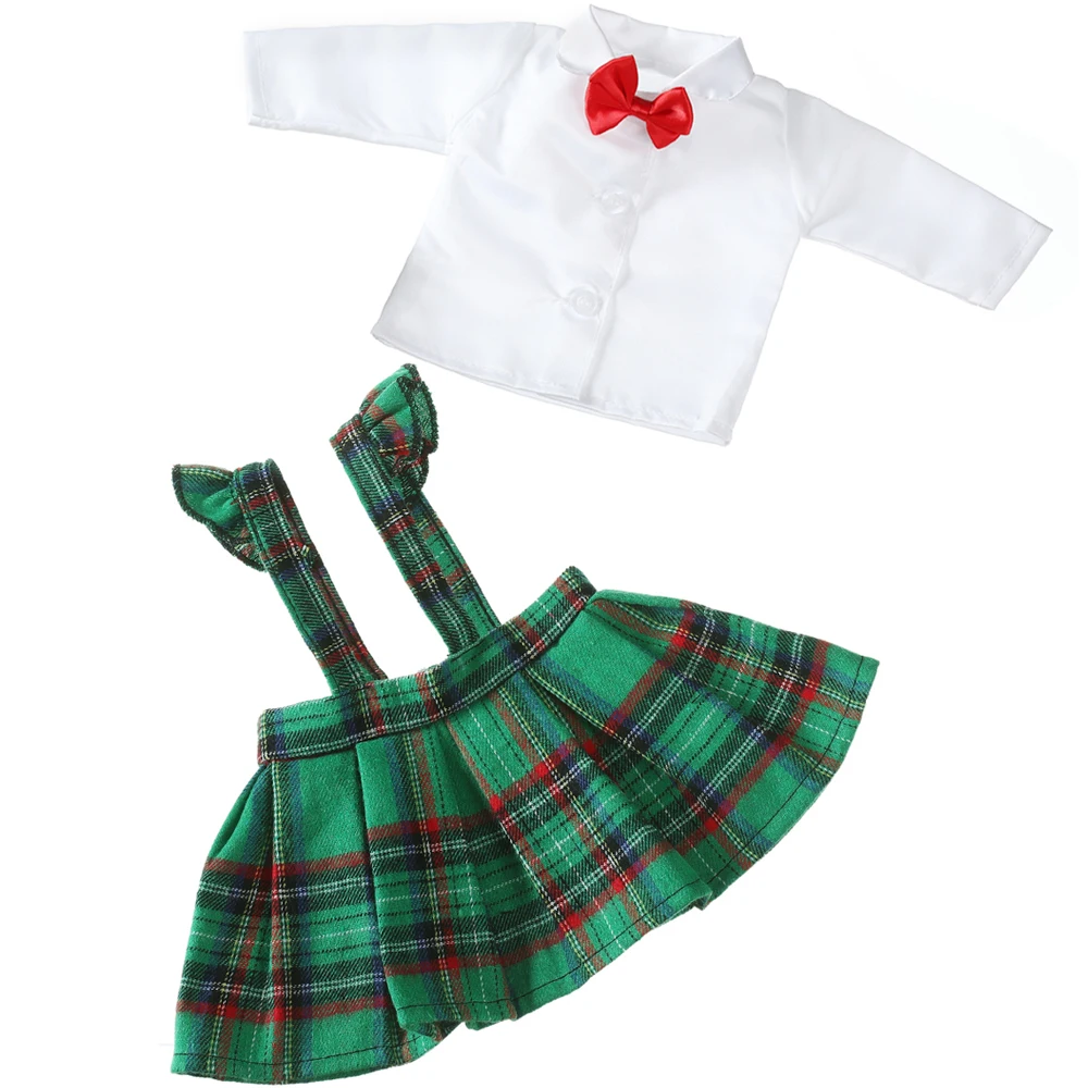 18 дюймов американская кукла для девочек Платье в зеленую клетку школьная