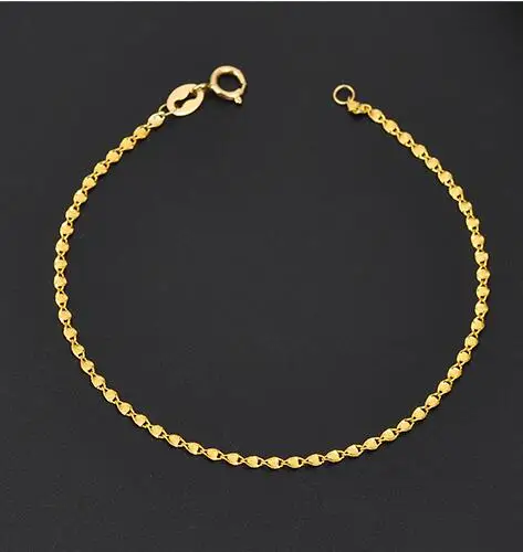 18K Yellow Gold Твердый 18K браслет из белого золота AU750 золотой женский модный браслет - Цвет камня: 18K Yellow Gold