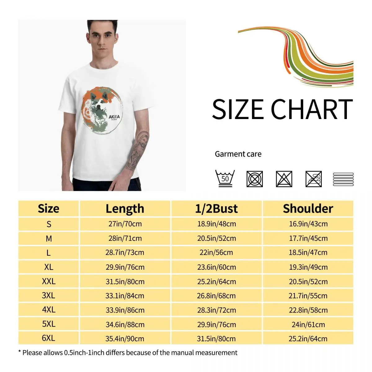 

Akita Inu Face Graphic Tee Men's Basic Short Sleeve T-Shirt Funny Tops