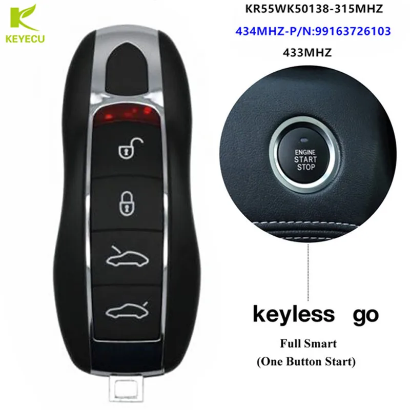 KEYECU замена без ключа Go дистанционный смарт ключ брелок 4 кнопки 315 МГц/433 МГц/434 МГц